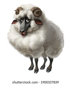 cartoon character mutton sheep digital painting