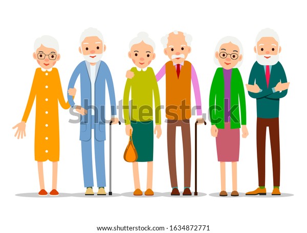 Cartoon Character Old Group Older People Stock Illustration 1634872771