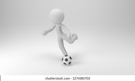 Cartoon Character Playing Football 3d Render Stock Illustration ...