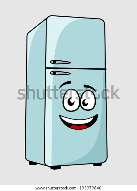 Cartoon Character Refrigerator Fridge Smiling Face Stock Illustration ...