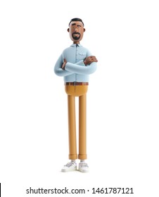 Cartoon character Stanley stand on white background. 3d illustration