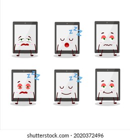Cartoon character of tablet with sleepy expression.Vector illustration