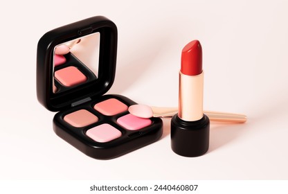 Cartoon cheek color, eyeshadow, cosmetics model, 3d rendering. 3d illustration. - Powered by Shutterstock