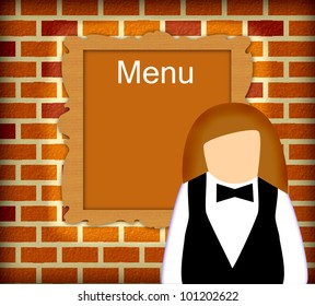 Cartoon chef holding menu - Powered by Shutterstock