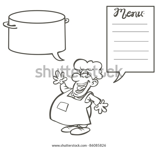 Cartoon Chef Outline Illustration Menu Stock Illustration 86085826