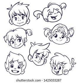 Cartoon Child Face Avatars Set Stock Illustration 1425033287 | Shutterstock
