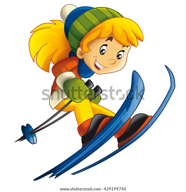Cartoon Child Ski Activity Isolated Illustration Stock Illustration ...