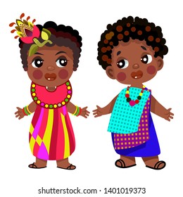 Cartoon Children Traditional Dress Isolated On Stock Illustration ...