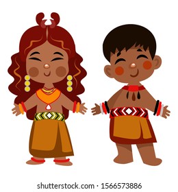 Cartoon Children Traditional Dress Isolated On Stock Illustration ...