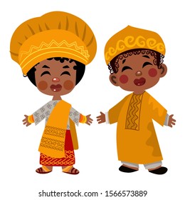 Cartoon Children Traditional Dress Isolated On Stock Vector (Royalty ...