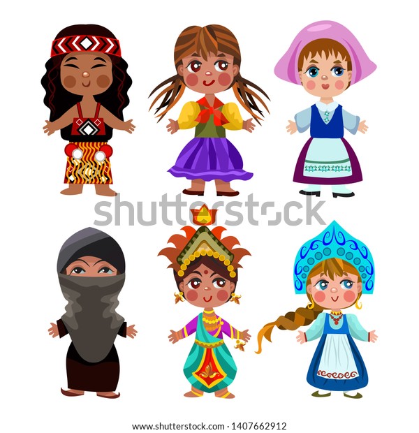 Cartoon Children Traditional Dress Isolated On Stock Illustration ...