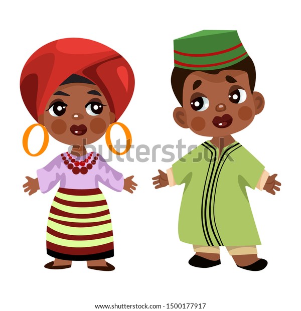 Cartoon Children Traditional Dress Isolated On Stock Illustration ...