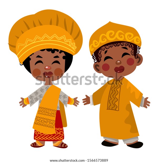 Cartoon Children Traditional Dress Isolated On Stock Illustration ...