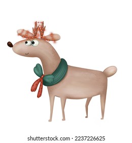 Cartoon Christmas reindeer and Christmas eyelids   Christmas lights  funny reindeer and big eyes  Santa Claus' helper