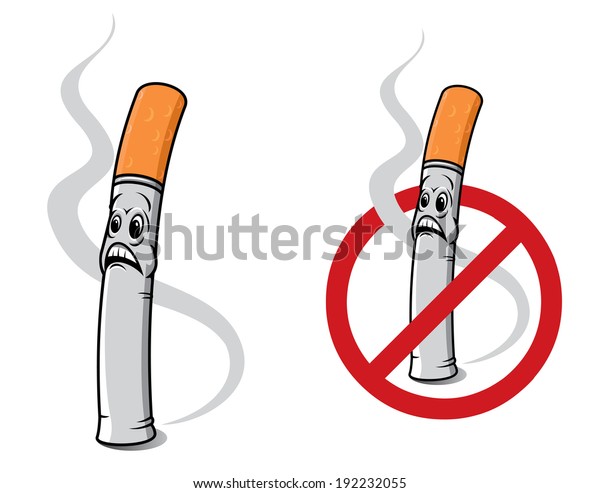 Cartoon Cigarette Smoking Ban Sign Logo Stock Illustration 192232055 ...