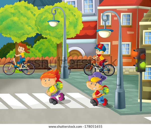 Cartoon city -\
illustration for the\
children