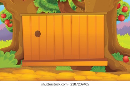 Cartoon Colorful Scene With Farm Ranch Backyard For Different Usage Illustration For Children