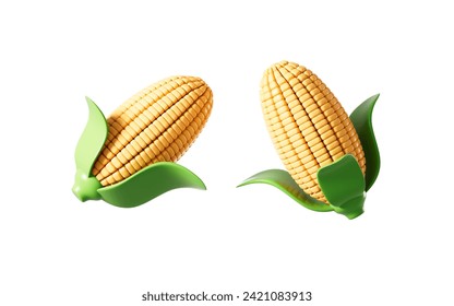 Cartoon corn model, 3d rendering. 3d illustration.