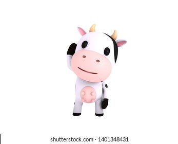 Cartoon Cow in 3D rendering.