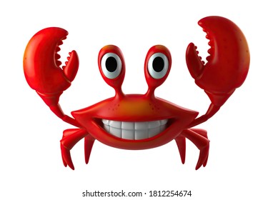 Cartoon Crab 3D illustration on white background