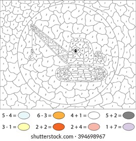 Cartoon Crane Color By Number Educational Stock Vector (Royalty Free ...