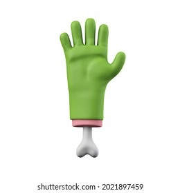 Cartoon Creepy Halloween Green Monster Hand. 3D Rendering