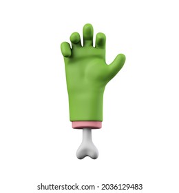Cartoon creepy halloween green monster hand. 3D Rendering