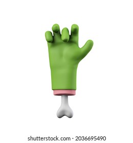 Cartoon creepy halloween green monster hand. 3D Rendering