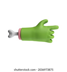 Cartoon creepy halloween pointing green monster hand. 3D Rendering