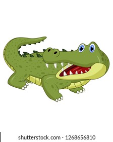 Cute Green Cartoon Crocodile Alligator Open Stock Vector (Royalty Free ...