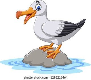 Cartoon Cute Bird Albatross Standing On Stock Vector (Royalty Free ...