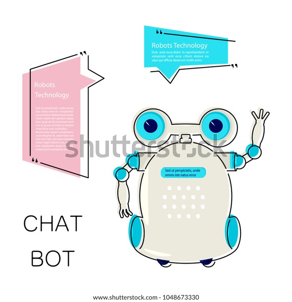 Cartoon Cute Chat Bot Flat Design Stock Illustration