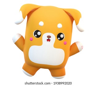 Cartoon Cute Kawaii Dog 3d Render Stock Illustration 1938992020 ...