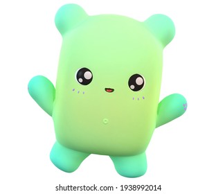 Cartoon Cute Kawaii Monster Alien Creature 3d Render