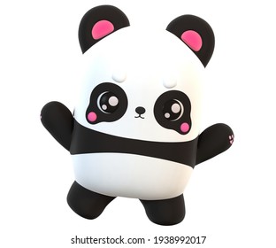 Cartoon Cute Kawaii Panda Bear 3d Render