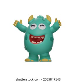Cartoon Cute Monster 3D Character Has A Lot Of Laughs