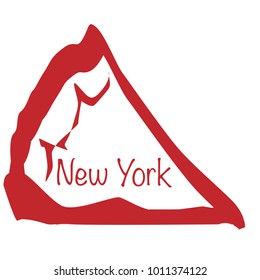 Cartoon Depiction Of A New York Pizza Slice Over A White Background