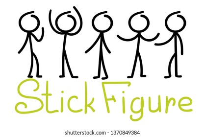 Cartoon doodle stick figure with different pose.
