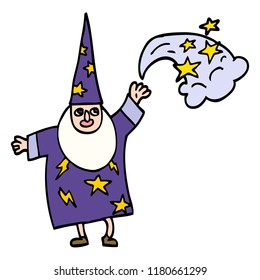 Cartoon Doodle Wizard Casting Spell