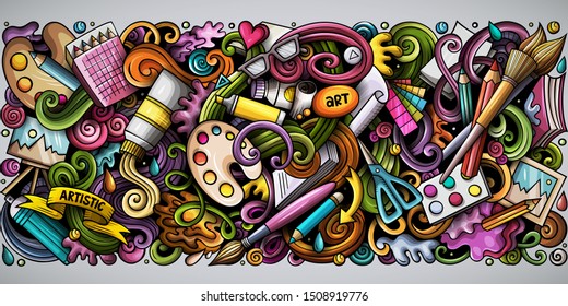 Cartoon Cute Doodles Artist Word Colorful Stock Vector (Royalty Free ...