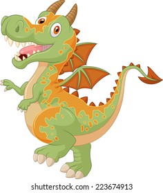 Happy Cartoon Dragon Flying Stock Vector (Royalty Free) 223637317
