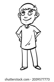 Cartoon Drawing Man Standing Smiling Stock Illustration 2039577773 ...