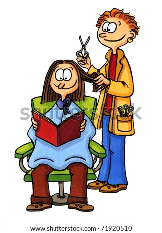 Cartoon Drawing Woman Hairdressers This Artwork Stock Illustration