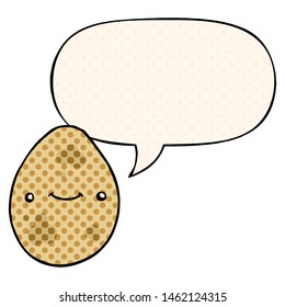 cartoon egg with speech bubble in comic book style