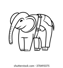 Cartoon Elephant Wearing Jeans Coloring Black Stock Illustration ...