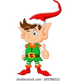 Cartoon Elf Giving Thumb Up