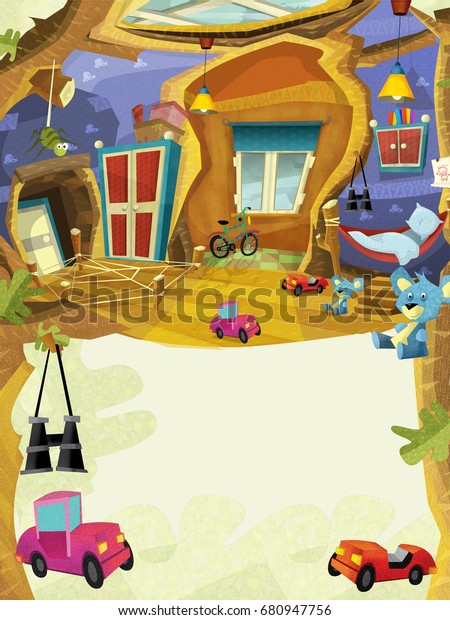 Cartoon empty\
children\'s room - house in the tree\
