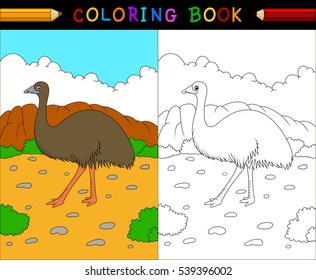 Cartoon Emu Coloring Book, Australian Animals Series 