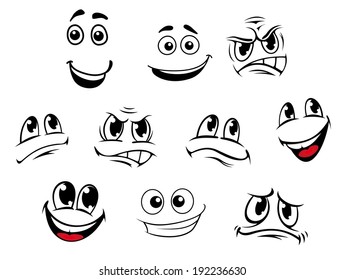 Cartoon faces set with different emotions for comics. Vector version also available in gallery