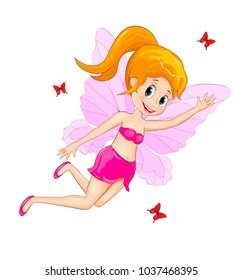 Illustration Three Cute Fairies Fly Stock Vector (Royalty Free ...